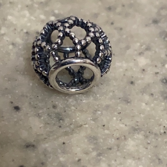 Pandora Silver Openwork Beaded Weave Cage Charm - Picture 6 of 9